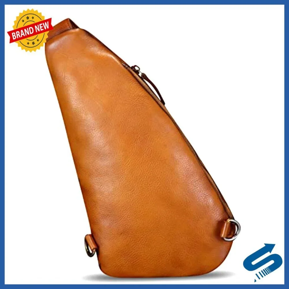 Genuine Leather Sling Backpack Crossbody Shoulder Bag Daypack